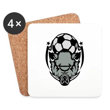 soccer football logo ferocious boar boar3 - Coasters (set of 4) - white - Front