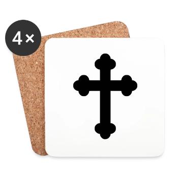 Kreuz - Untersetzer (4er-Set) - Weiß - Vorne