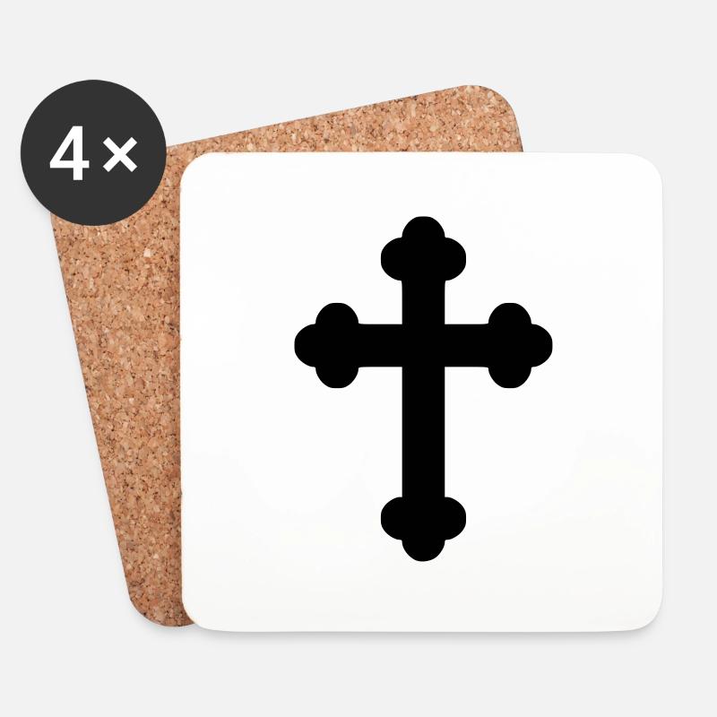 Kreuz - Untersetzer (4er-Set) - Weiß