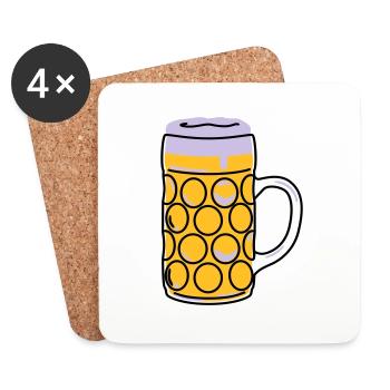 Tasse de bière, pinte, mesure - Dessous de verre (lot de 4) - blanc - Devant