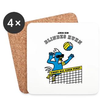 Blindes Huhn Volleyball - Untersetzer (4er-Set) - Weiß - Vorne