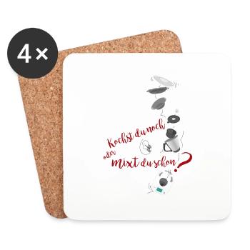 Kochst du noch oder mixt du schon? oder Kochen 2.0 - Untersetzer (4er-Set) - Weiß - Vorne