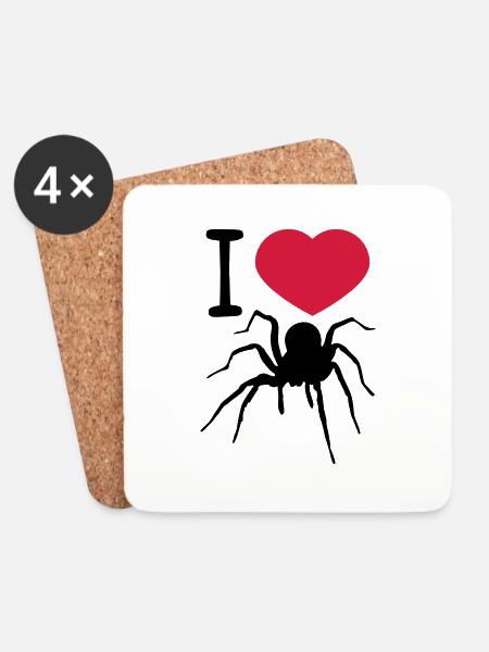 herz liebe i love spinne vogelspinne design clipar - Untersetzer (4er-Set) - Weiß