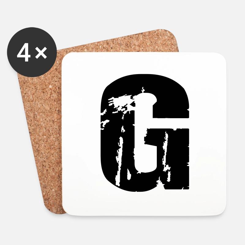 G - Buchstabe - Untersetzer (4er-Set) - Weiß