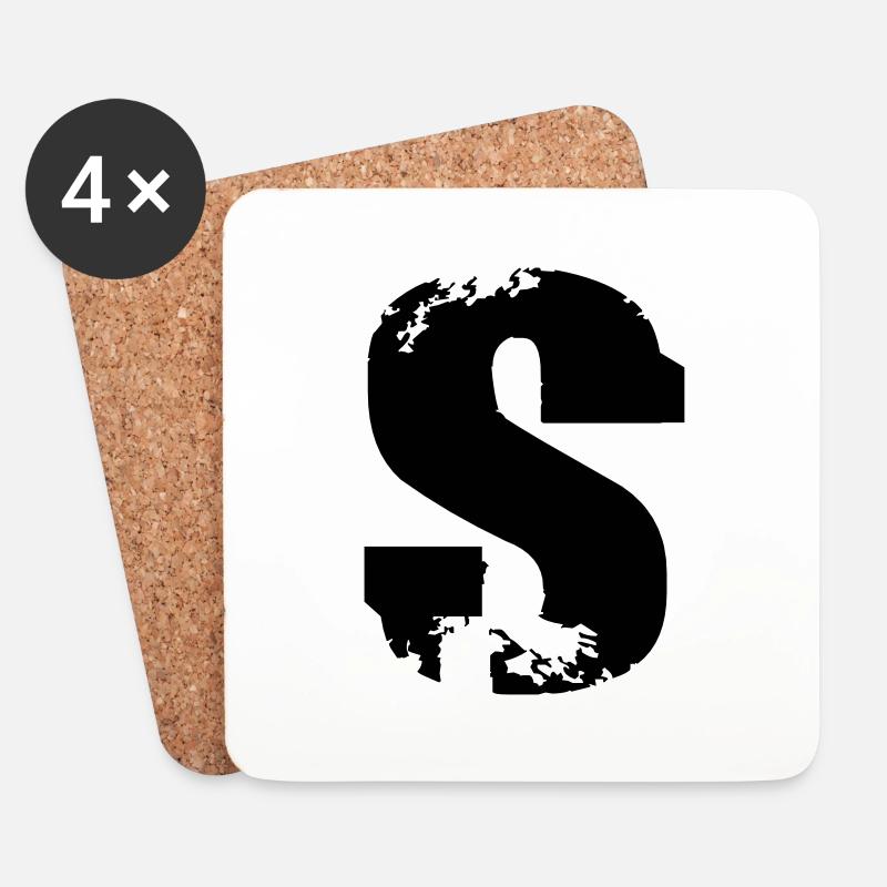 S - Buchstabe - Untersetzer (4er-Set) - Weiß