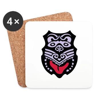 Māori mask tribal ethnic tattoo - Coasters (set of 4) - white - Front