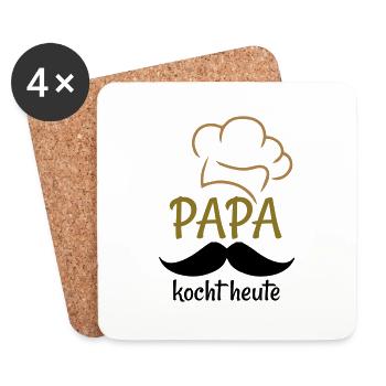 Papa kocht heute - Untersetzer (4er-Set) - Weiß - Vorne