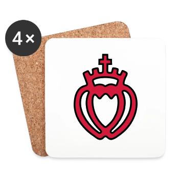 coeur vendeen coeur croix couronne fidélité couple - Dessous de verre (lot de 4) - blanc - Devant