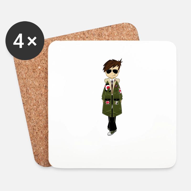 Cool Mod Boy - Coasters (set of 4) - white