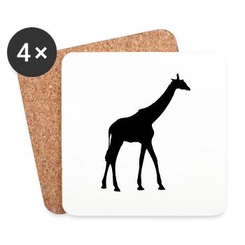 Giraffe Zoo Tier Silhouette in schwarzer Farbe - Untersetzer (4er-Set) - Weiß - Vorne