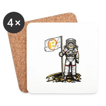 Bitcoin Astronaut To The Moon BTC Crpyto Bit Coin - Dessous de verre (lot de 4) - blanc - Devant