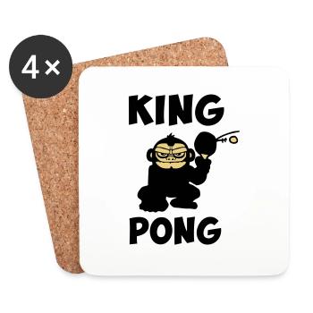 king ping pong, table tennis funny humor - Coasters (set of 4) - white - Front