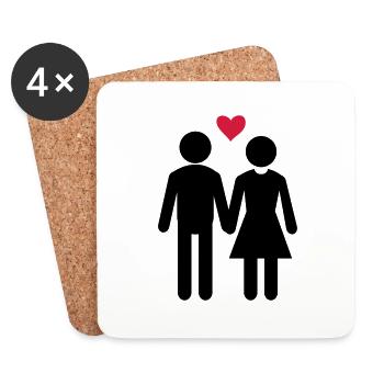 Love, Couple, Valentine's Day, Liebe Paar - Coasters (set of 4) - white - Front