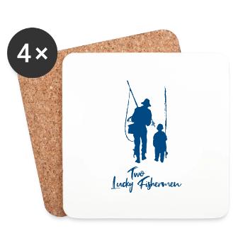 Père et fils à la pêche - Dessous de verre (lot de 4) - blanc - Devant