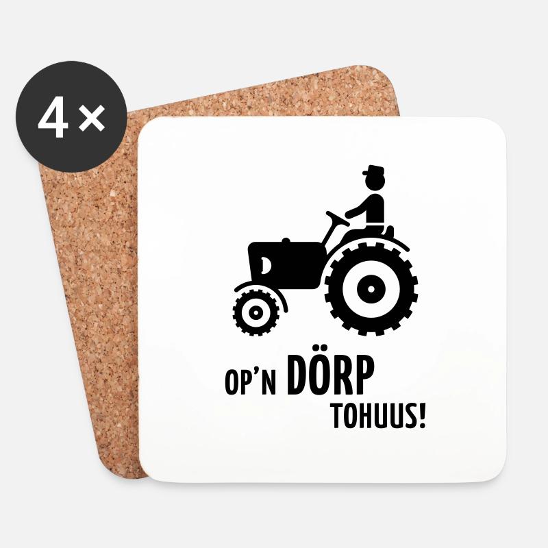 Op’n Dörp tohuus! (Plattdeutsch / Plattdüütsch) - Untersetzer (4er-Set) - Weiß