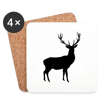 deer - antler - hunting - hunter - Coasters (set of 4) - white - Front