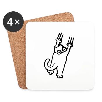 Clawing cat - Coasters (set of 4) - white - Front