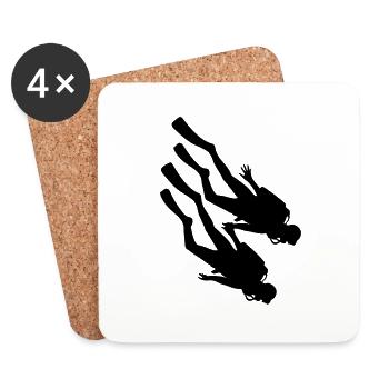 couple love couples 2 friends team diver club - Coasters (set of 4) - white - Front