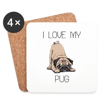 I love my pug - Coasters (set of 4) - white - Front