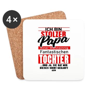 Papa Fier d’une fille 2 HARIZ Papa Fête des Pères G - Dessous de verre (lot de 4) - blanc - Devant