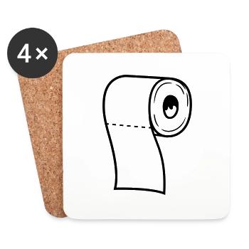 rouleau toilette papier papier toilette toilette toilette wc b - Dessous de verre (lot de 4) - blanc - Devant