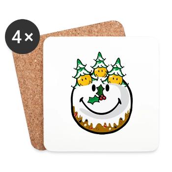 Smiley Christmas Cake - Coasters (set of 4) - white - Front