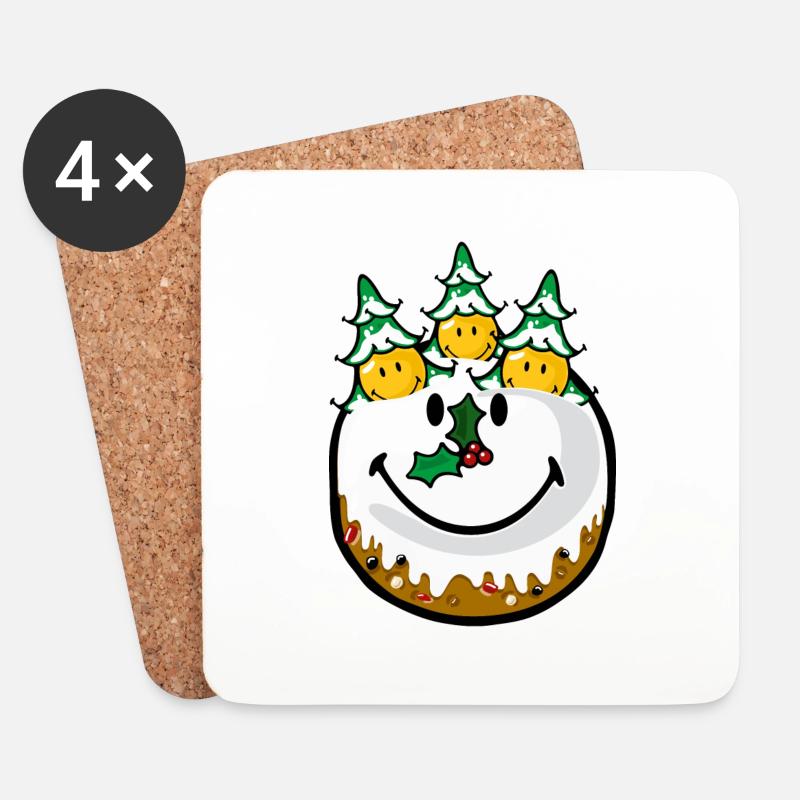 Smiley Christmas Cake - Untersetzer (4er-Set) - Weiß
