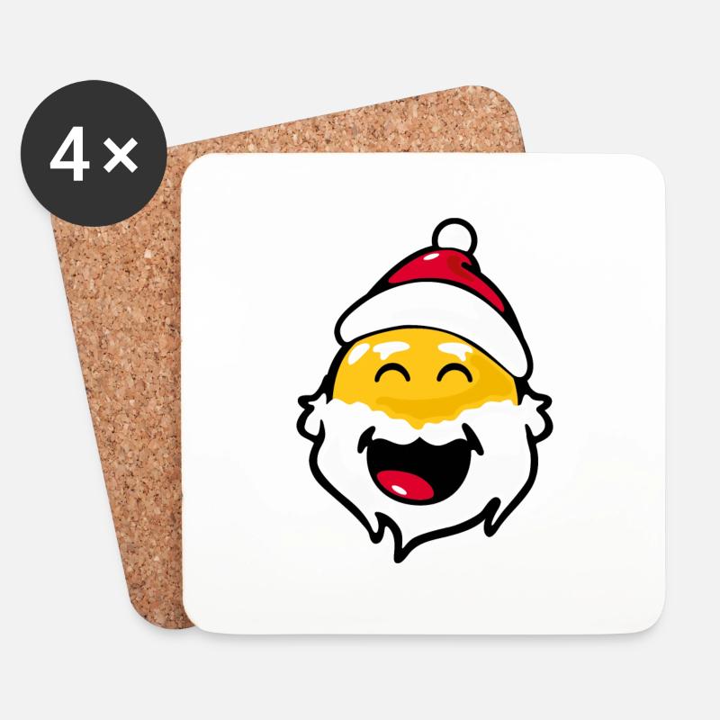 Smiley Santa Claus Laughing - Untersetzer (4er-Set) - Weiß