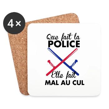 Elle fait quoi la Police... - Dessous de verre (lot de 4) - blanc - Devant