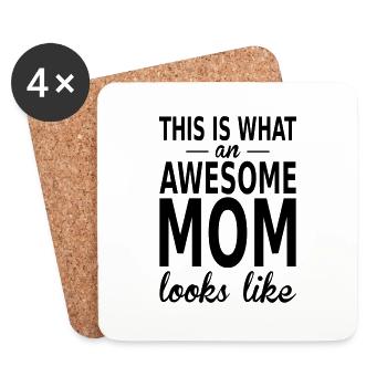 awesome mom - Dessous de verre (lot de 4) - blanc - Devant