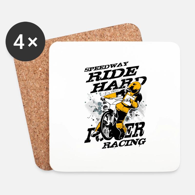 Speedway Racing - Untersetzer (4er-Set) - Weiß