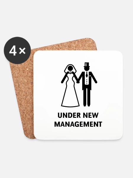 Under New Management (Polterabend, JGA, Hochzeit) - Untersetzer (4er-Set) - Weiß