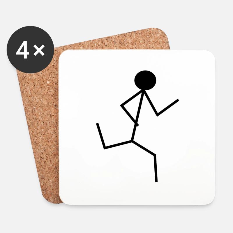 Stickman run schwarz - Untersetzer (4er-Set) - Weiß