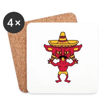 mustache mustache mexican hat sombrero south ameri - Coasters (set of 4) - white - Front