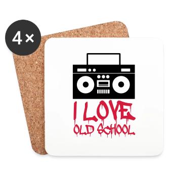 i_love_old_school_02 - Dessous de verre (lot de 4) - blanc - Devant