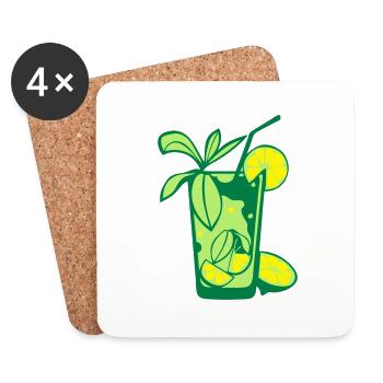 Glas mojito Alkohol Stroh Puck citr - Untersetzer (4er-Set) - Weiß - Vorne