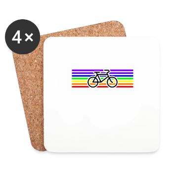 Idée de cadeau de paix arc-en-vélo - Dessous de verre (lot de 4) - blanc - Devant