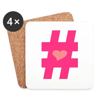 ❤I Love Hashtag-Hashtag Symbol Vector Design❤ - Coasters (set of 4) - white - Front