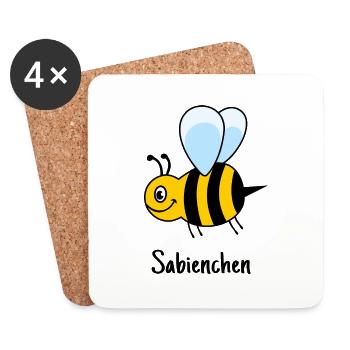 Sabienchen, Biene, Honig, Sabine, Bienchen - Untersetzer (4er-Set) - Weiß - Vorne