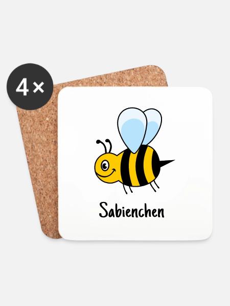 Sabienchen, Biene, Honig, Sabine, Bienchen - Untersetzer (4er-Set) - Weiß