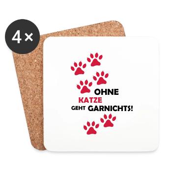 ohne_katze_geht_garnichts_002 - Untersetzer (4er-Set) - Weiß - Vorne