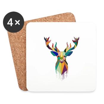 Natur bunter Hirsch - Untersetzer (4er-Set) - Weiß - Vorne