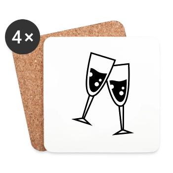 glas sekt - Untersetzer (4er-Set) - Weiß - Vorne