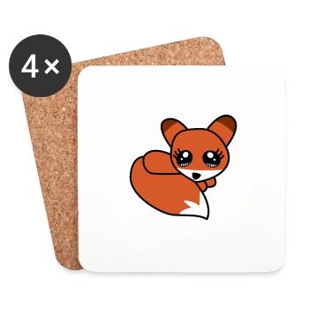 Cute little fox with cute eyes children - Coasters (set of 4) - white - Front