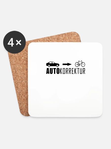 Autokorrektur Auto Fahrrad cooler Spruch Geschenk - Untersetzer (4er-Set) - Weiß