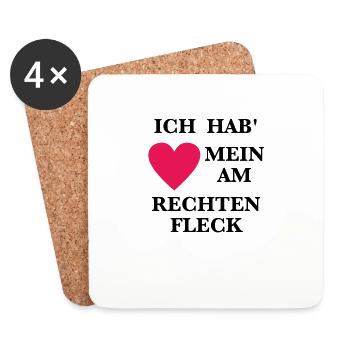 Herz am Rechten Fleck - Untersetzer (4er-Set) - Weiß - Vorne