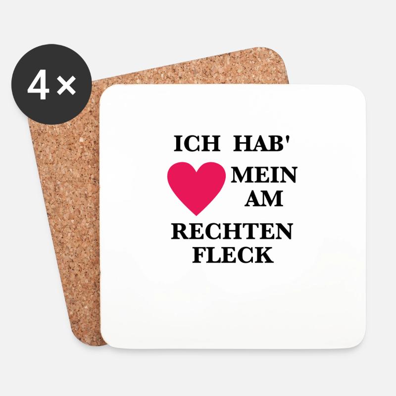 Herz am Rechten Fleck - Untersetzer (4er-Set) - Weiß