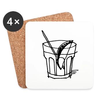 Cocktail glass. Long drink. Black. gin - Coasters (set of 4) - white - Front