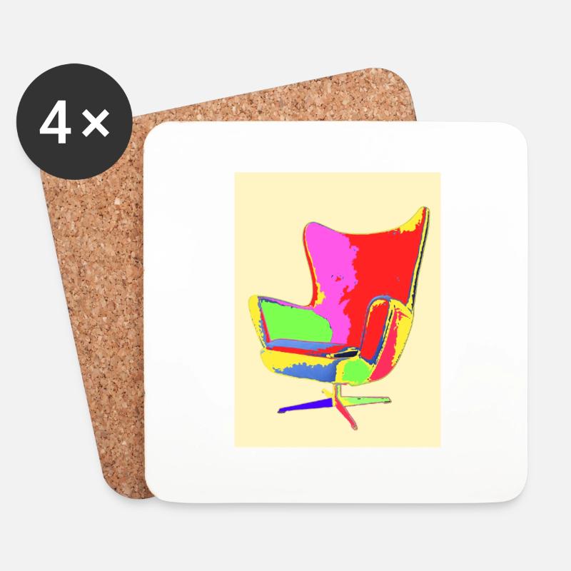 Pop Art - Untersetzer (4er-Set) - Weiß