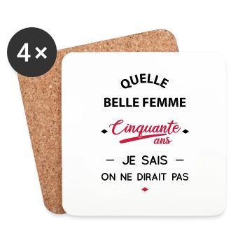 Anniversaire 50 ans - Quelle belle femme - Dessous de verre (lot de 4) - blanc - Devant
